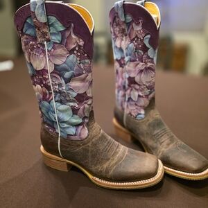 Tin Haul Purple, Blue and Brown Floral Cowboy Boots